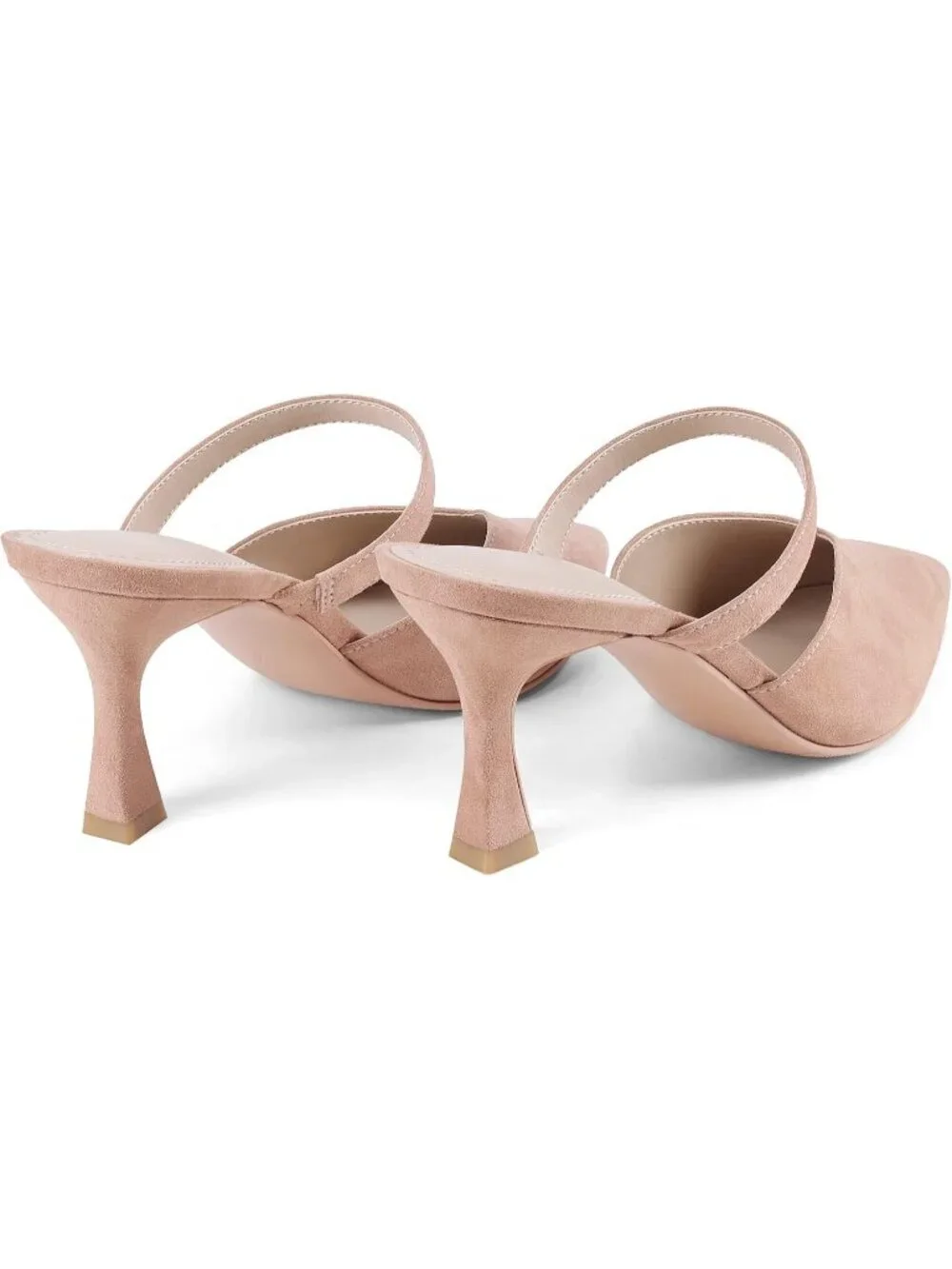 Women's Nude-Suede High Heel Mules Pointy Toe Pumps Memory Foam Insole Heels